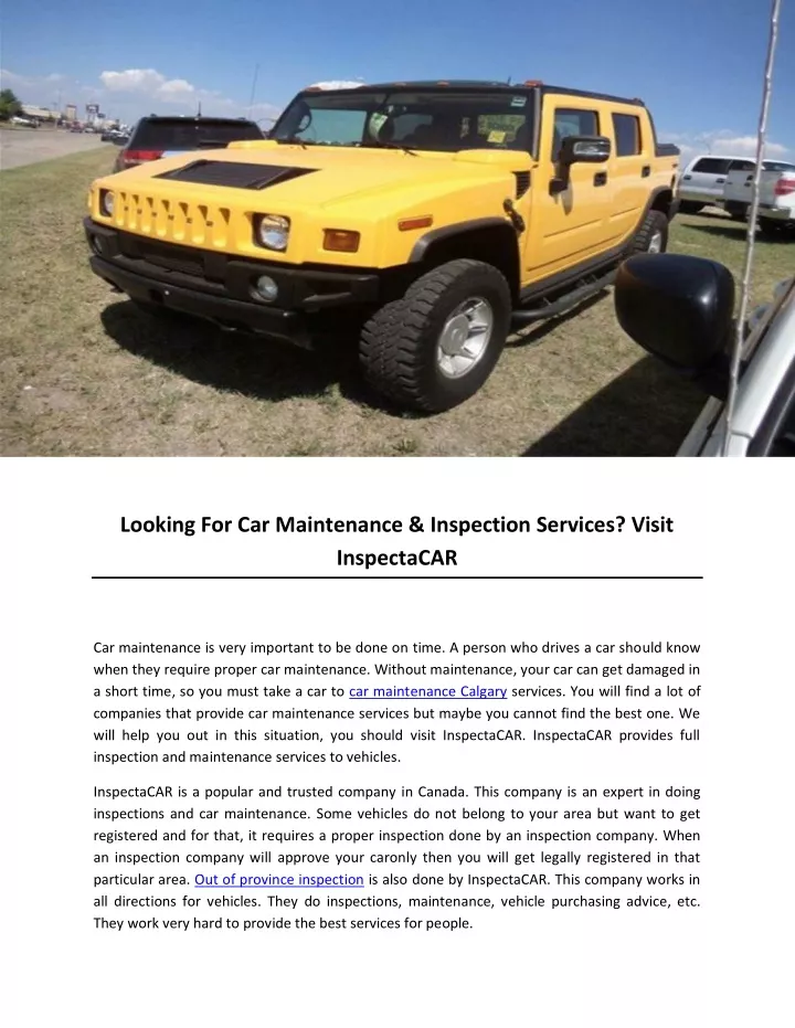 looking for car maintenance inspection services