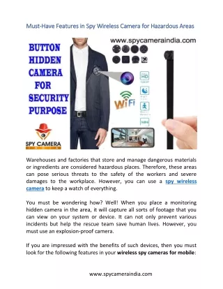 must must have features in spy wireless camera