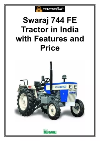 Swaraj 744 FE Tractor in India with Features and Price