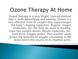 Ozone Therapy At Home