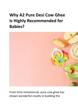 A2 Pure Cow Ghee - Highly Recommended for Babies