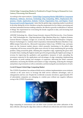 global edge computing market is predicted