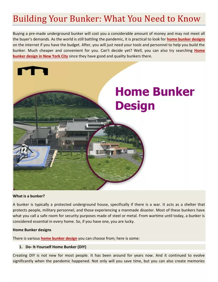 building your bunker what you need to know