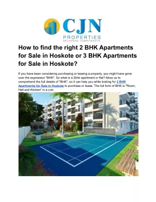 How to find the right 2 BHK Apartments for Sale in Hoskote or 3 BHK Apartments for Sale in Hoskote