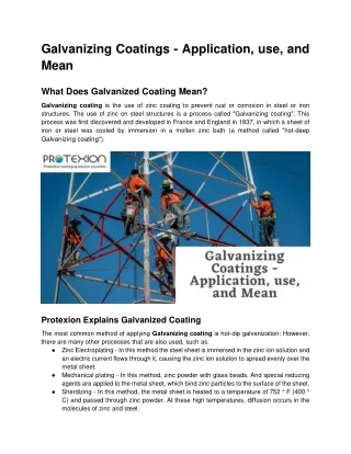 galvanizing coatings application use and mean