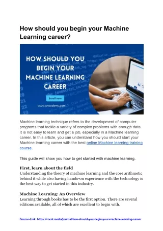 How should you begin your Machine Learning career_
