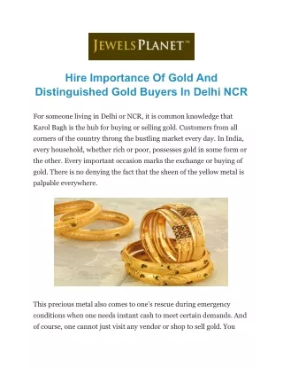 Best Gold Buyer In Delhi NCR | Jewels planet