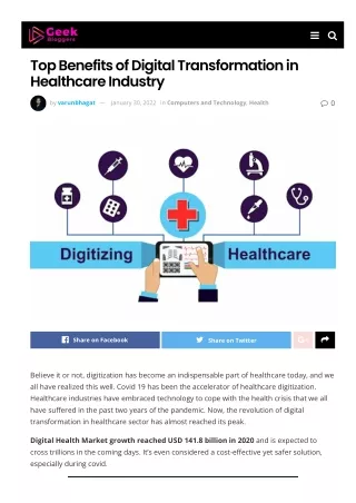 Top Benefits of Digital Transformation in Healthcare Industry
