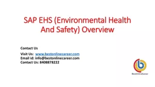 SAP EHS (Environmental Health And Safety) Overview PPT | SAP EHS PPT |