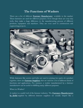 the functions of washers