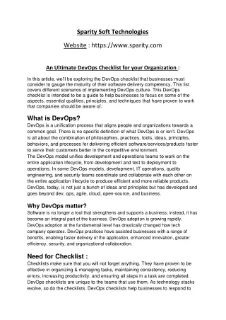 An Ultimate DevOps Checklist for your Organization | Top Devops Consulting Companies In USA