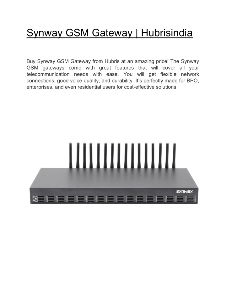 synway gsm gateway hubrisindia