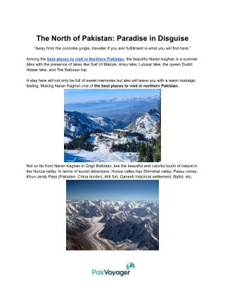 The North of Pakistan - Paradise in Disguise