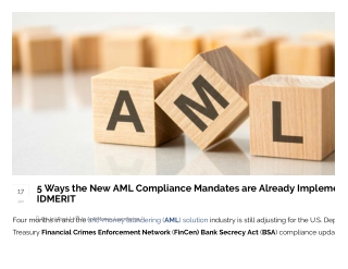 5 Ways the New AML Compliance Mandates are Already Implemented by IDMERIT