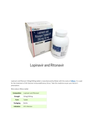 lopinavir and ritonavir 50mg 200mg tablet