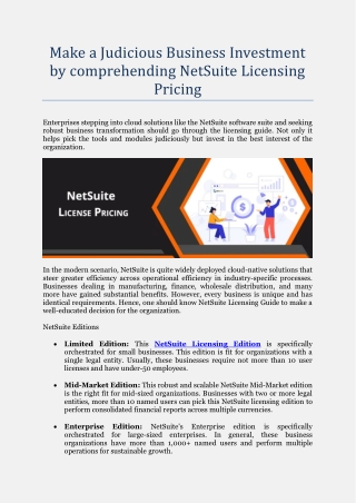 make a judicious business investment