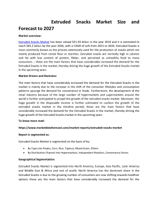 extruded snacks market size and forecast to 2027