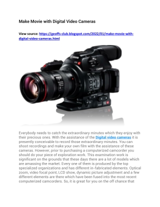make movie with digital video cameras