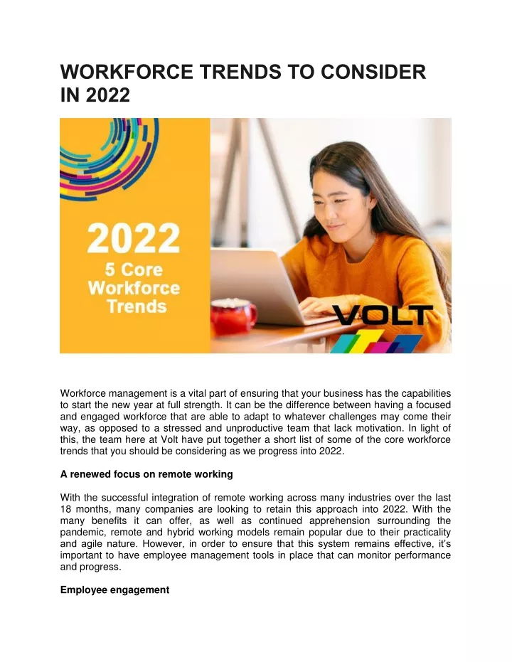 workforce trends to consider in 2022