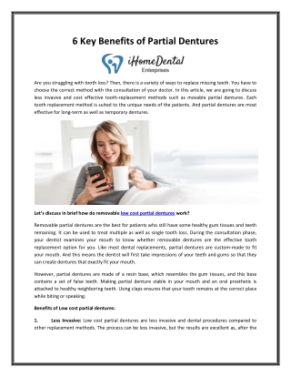 6 key benefits of partial dentures