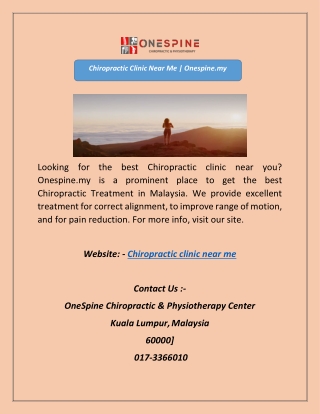 chiropractic clinic near me onespine my