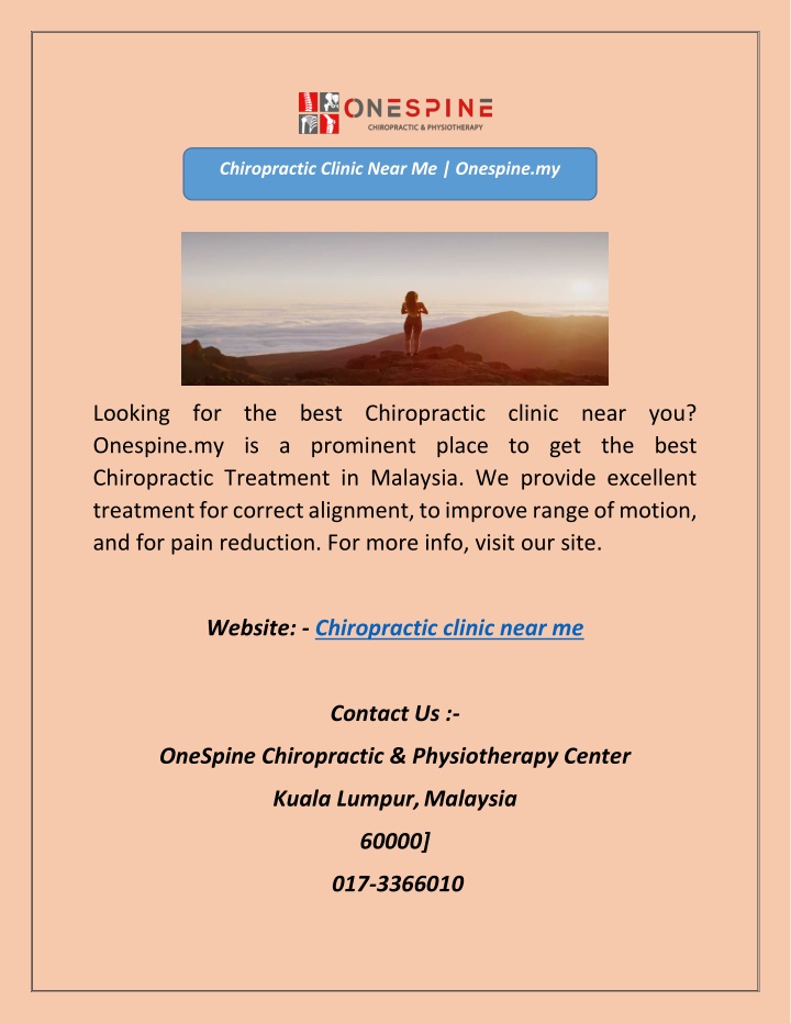 chiropractic clinic near me onespine my