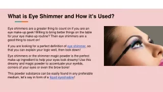 what is eye shimmer and how it s used