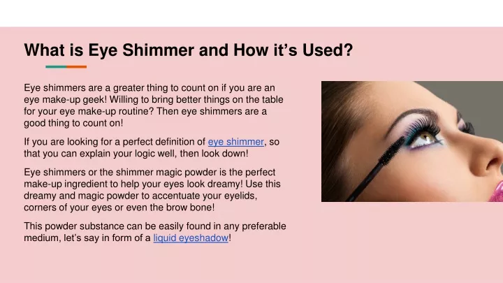 what is eye shimmer and how it s used