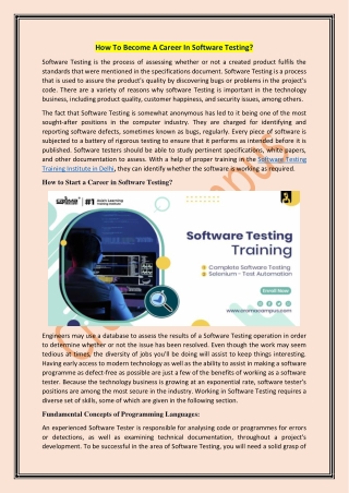 how to become a career in software testing