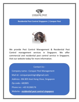 residential pest control singapore conquer pest