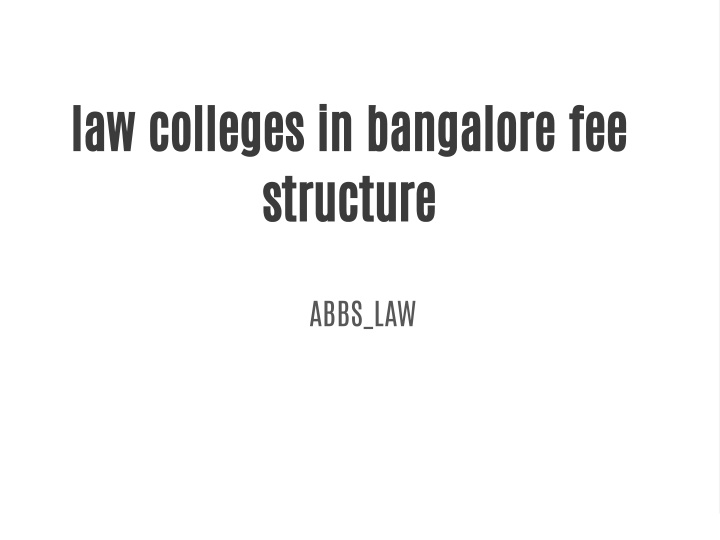 law colleges in bangalore fee structure