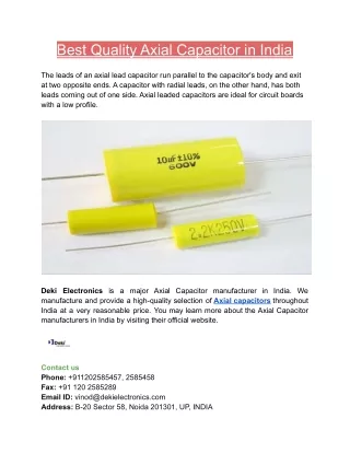best quality axial capacitor in india