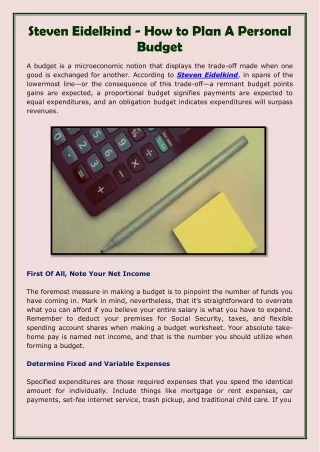 Steven Eidelkind - How to Plan A Personal Budget-converted