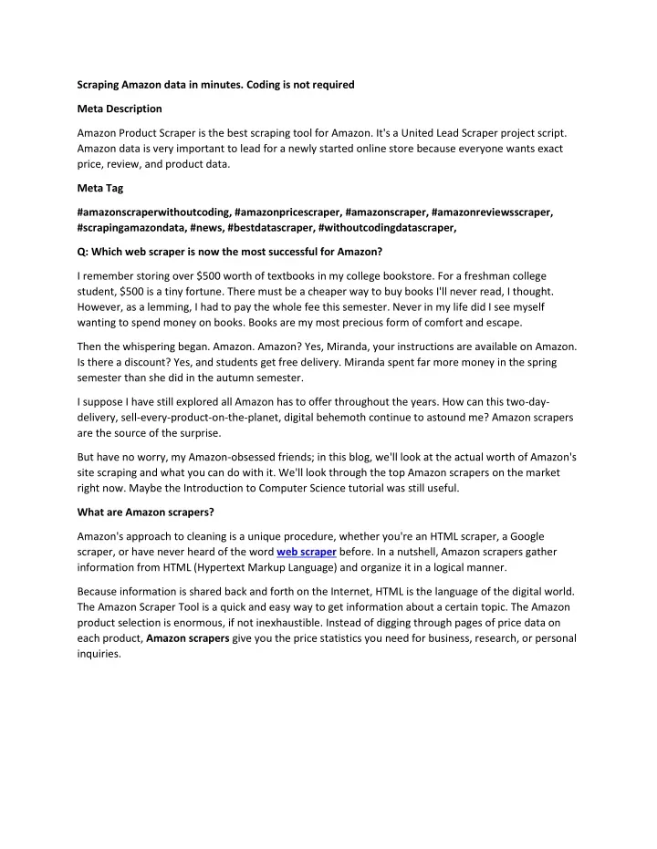 scraping amazon data in minutes coding