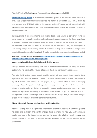 vitamin d testing market ongoing trends
