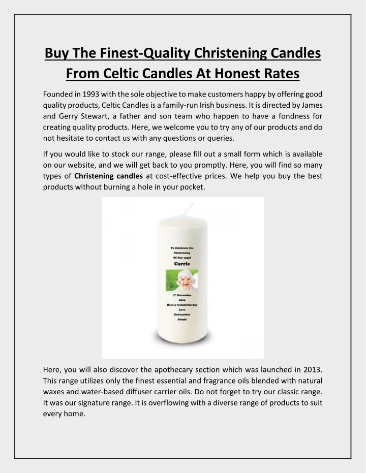 buy the finest quality christening candles from