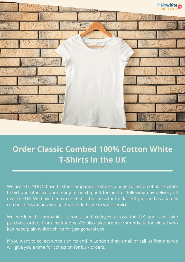 order classic combed 100 cotton white t shirts