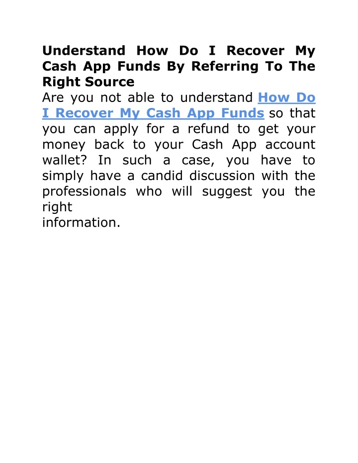 understand how do i recover my cash app funds