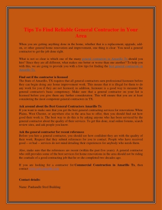 tips to find reliable general contractor in your