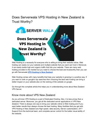 Does Serverwala VPS Hosting in New Zealand is Trust Worthy