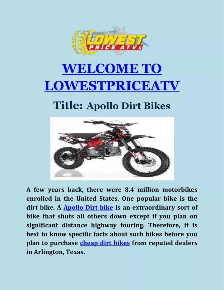 welcome to lowestpriceatv title apollo dirt bikes