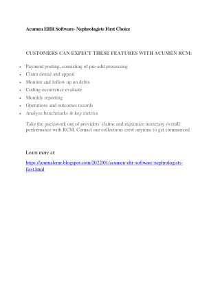 acumen ehr software nephrologists first choice