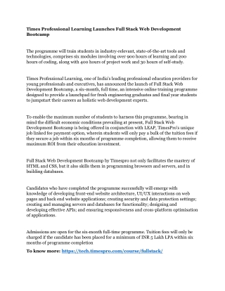 times professional learning launches full stack