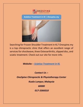 sciatica treatment in kl onespine my
