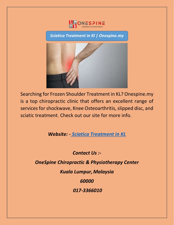 sciatica treatment in kl onespine my