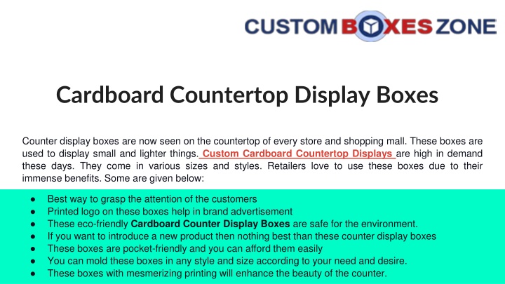 cardboard countertop display boxes