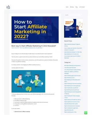 Best way to Start Affiliate Marketing In 2022 Revealed!!