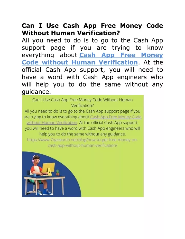 can i use cash app free money code without human