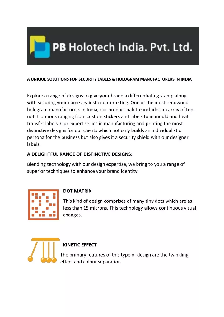 a unique solutions for security labels hologram