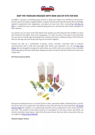 Keep The Toddlers Engaged with New-Age DIY Kits for Kids
